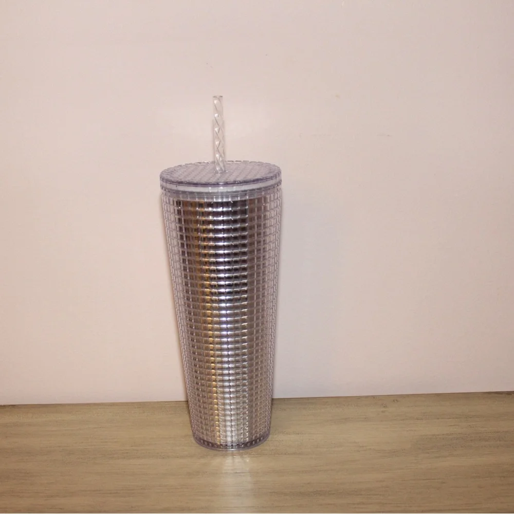 Starbucks 2020 Holiday Silver Studded Grid 24oz Cold Cup Tumbler Disco Winter - Picture 4 of 6